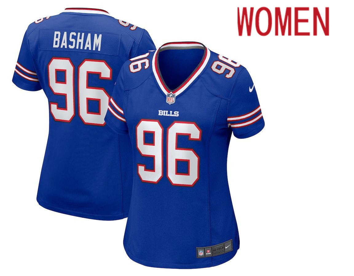 Women Buffalo Bills #96 Boogie Basham Nike Royal Game NFL Jersey->women nfl jersey->Women Jersey